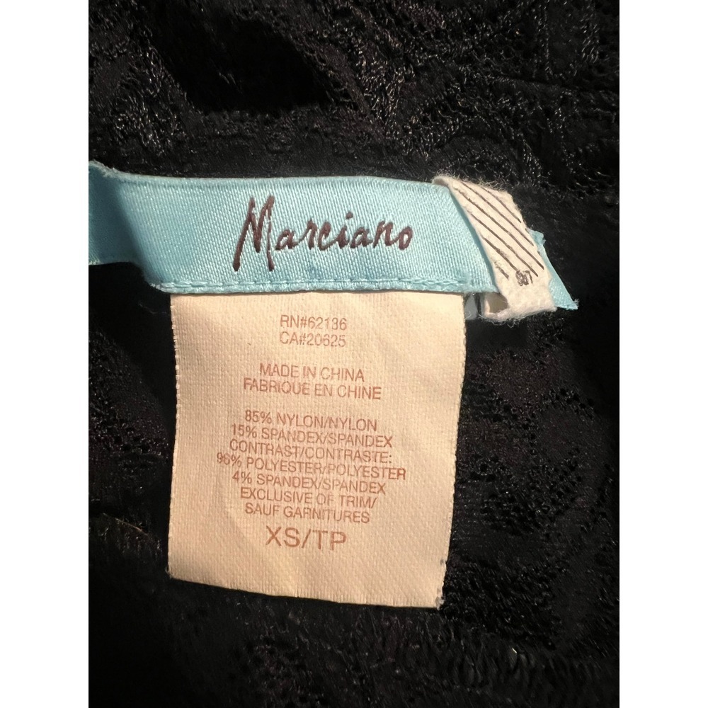 Marciano Black Lace Halter Bodysuit XS Floral Scalloped V-Neck Thong (0906) - Picture 6 of 10